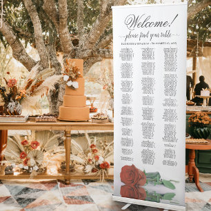 Rust Orange Rose Chic Alphabetical Seating Chart Retractable Banner