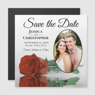 Rust Orange Rose Save The Date Photo Magnet