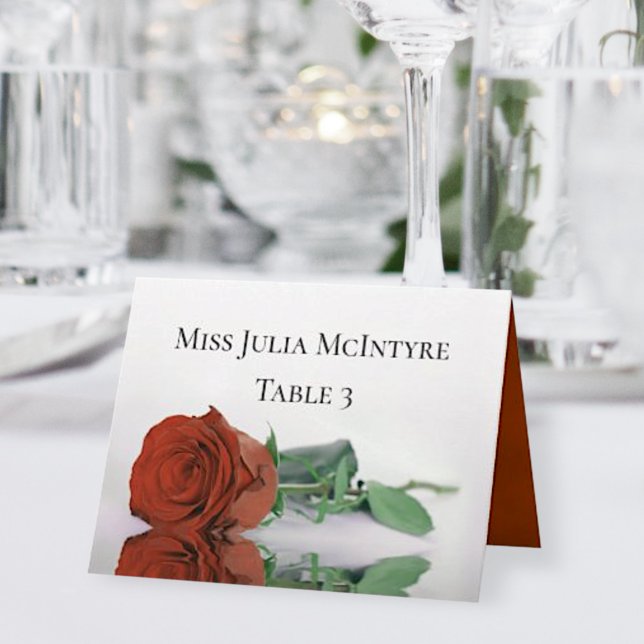 Rust Orange Rose Wedding DIY Fold Place Card (Creator Uploaded)