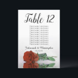Rust Orange Rose Wedding Table Seating Chart Large<br><div class="desc">These beautiful table number cards will make it easy for your guests to find their seats at your wedding reception. They feature a simple yet elegant design with script calligraphy lettering and a single long-stemmed rust orange or burnt umber coloured rose lying on its side reflecting in water. The card...</div>