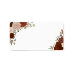 Rust Orange Roses Blank Wedding Address Label