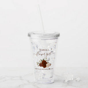 Rust Orange Roses Elegant Flower Girl Wedding Acrylic Tumbler