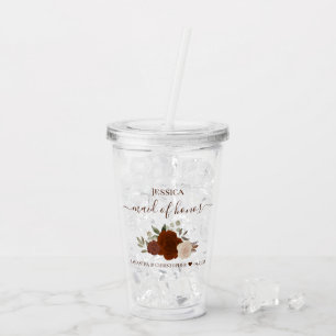 Rust Orange Roses Elegant Maid of Honour Wedding Acrylic Tumbler