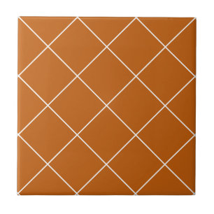Rust Orange Simple Geometris Trendy Diamond Grid Tile