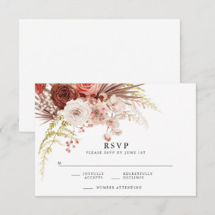 Rust Orange Terracotta Floral Wedding RSVP  Enclosure Card