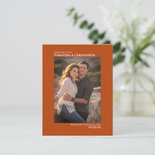 Rust Orange Vertical Photo Minimalist Wedding Save The Date