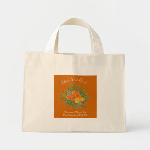 Rust Orange Wedding Vintage Floral Mini Tote Bag