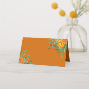Rust Orange Wedding Vintage Floral Place Card