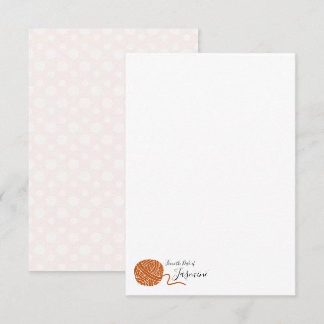 Rust Orange Yarn Ball Note Card (Front/Back)