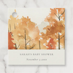Rust Orange Yellow Autumn Fall Tree Baby Shower Favour Tags