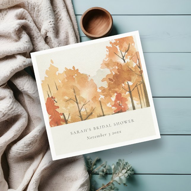 Rust Orange Yellow Autumn Fall Tree Bridal Shower Napkin (Creator Uploaded)