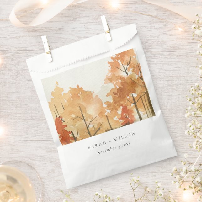 Rust Orange Yellow Autumn Fall Tree Wedding Favour Bags (Clipped)