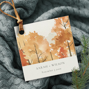 Rust Orange Yellow Autumn Fall Tree Wedding Favour Tags