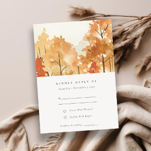 Rust Orange Yellow Autumn Fall Trees Wedding RSVP