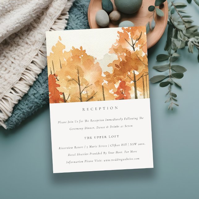 Rust Orange Yellow Fall Trees Wedding Reception Enclosure Card (Creator Uploaded)