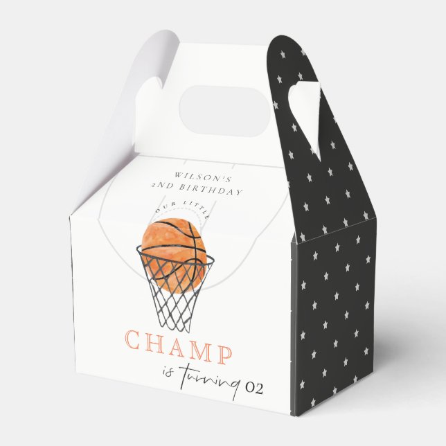 Rust Our Little Champ Basketball Any Age Birthday Favour Box (Front Side)