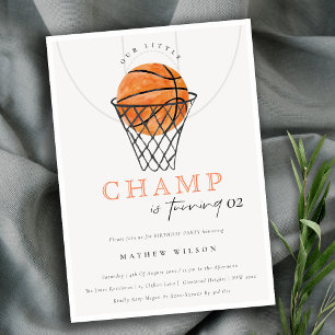 Rust Our Little Champ Basketball Any Age Birthday Invitation