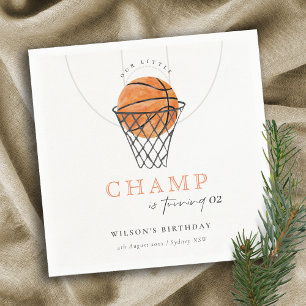 Rust Our Little Champ Basketball Any Age Birthday Napkin