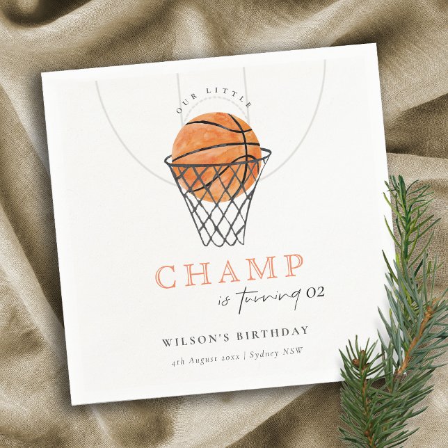 Rust Our Little Champ Basketball Any Age Birthday Napkin (Creator Uploaded)
