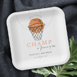 Rust Our Little Champ Basketball Any Age Birthday Paper Plate<br><div class="desc">For any further customisation or any other matching items,  please feel free to contact me at yellowfebstudio@gmail.com</div>