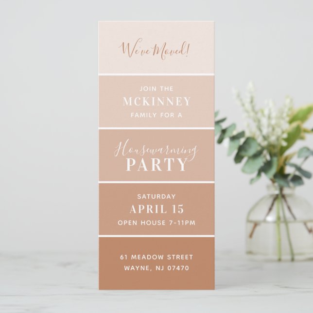 Rust Paint Swatch Card Housewarming Party Invite (Standing Front)