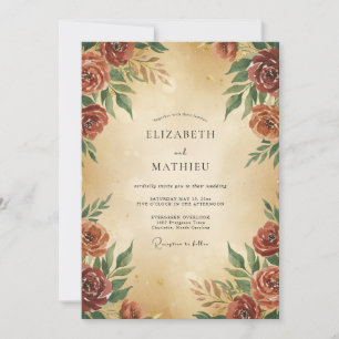 Rust Painted Foliage Wedding Invitation