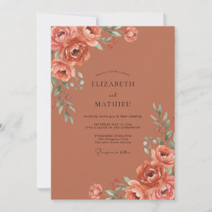 Rust Peony Wedding Invitation
