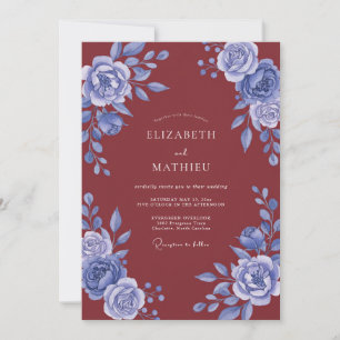Rust Periwinkle Bloom Wedding Invitation