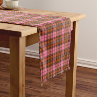 Rust Pink Plaid Tartan Retro Color Table Runner