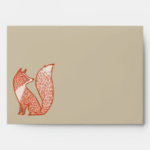 Rust Red and Ivory Foxes Envelopes