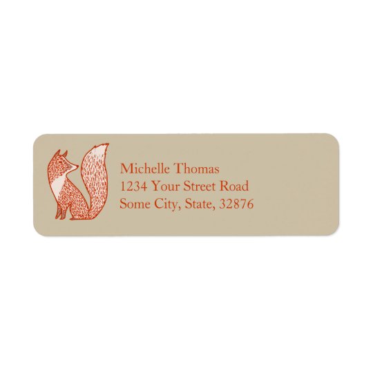 Rust Red and Ivory Foxes Return Address Label