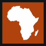Rust Red Audacious Africa Poster<br><div class="desc">Africa map outline in white with contrasting colours in Emporio Moffa's "Safari" palette inspired by the daring adventurousness and wilderness of the continent.</div>