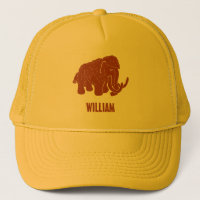 Rust Red Cartoon Woolly Mammoth Personalised