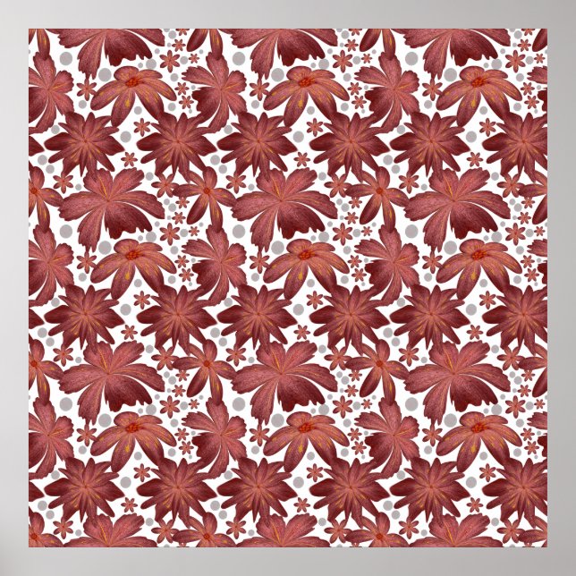 Rust Red Floral Seamless Pattern   Poster (Front)