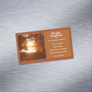 Rust Red Forest Campground Camping Outdoors Magnetic Business Card