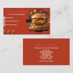 Rust Red Gourmet Cheeseburger Wavy Photo Business Card