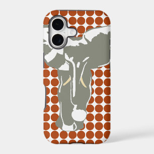 Rust Red Safari Dot with Pop Art Elephant