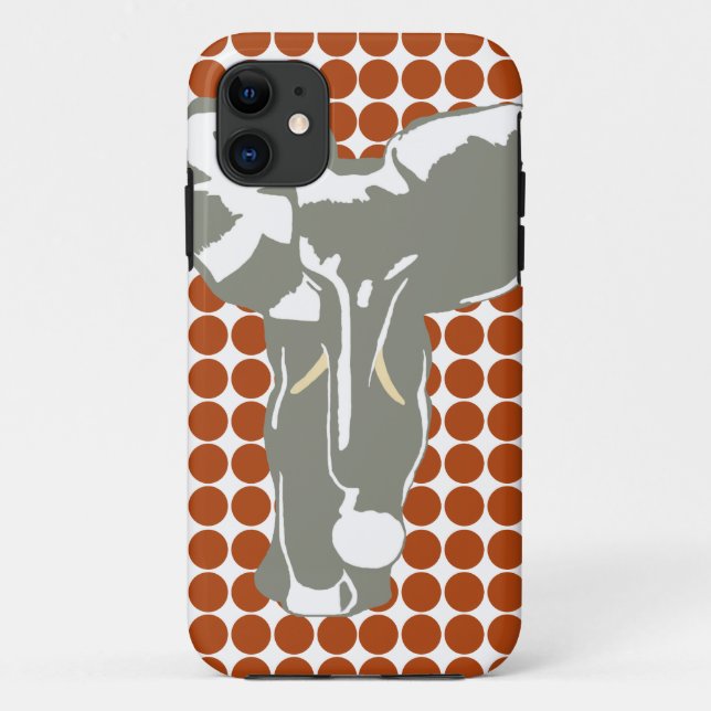 Rust Red Safari Dot with Pop Art Elephant Case-Mate iPhone Case (Back)