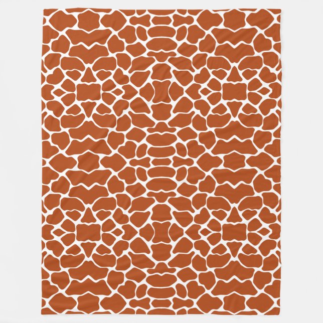 Rust Red Safari Giraffe Fleece Blanket (Front)