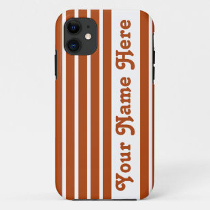 Rust Red Safari Stripe with name iPhone 11 Case