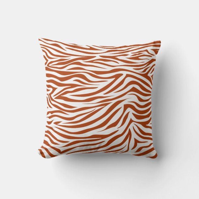Rust Red Safari Zebra Cushion (Front)
