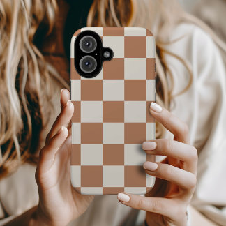 Rust Retro Check iPhone 16 Case