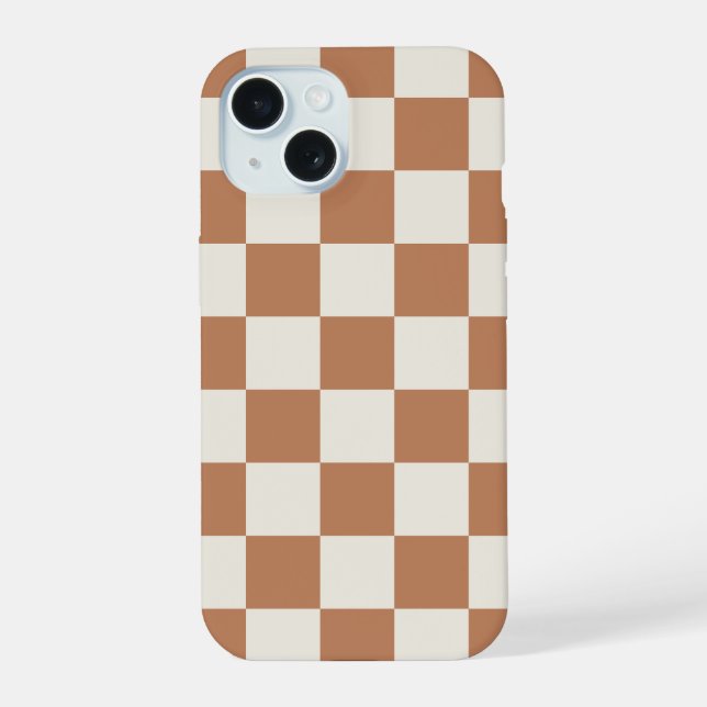Rust Retro Check iPhone 15 Case (Back)
