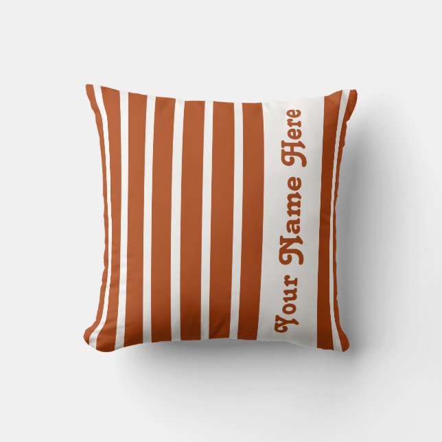 Rust Safari Stripe Pillow with name (Front)