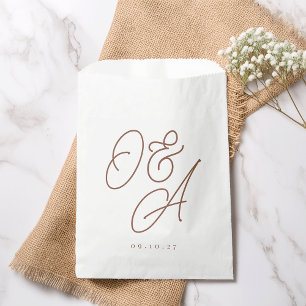 Rust Script Watermark Monogram Wedding Favour Bags
