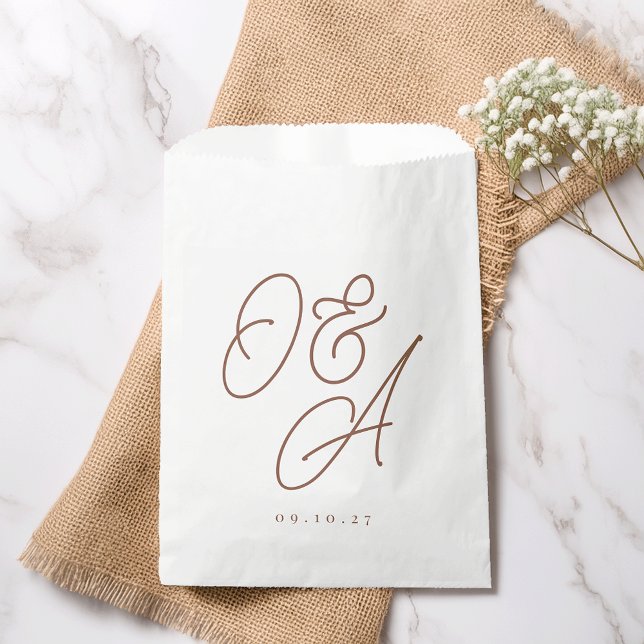 Rust | Script Watermark Monogram Wedding Favour Bags (Creator Uploaded)