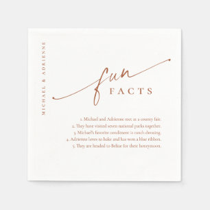 Rust Simple Modern Script Fun Facts Wedding Napkin