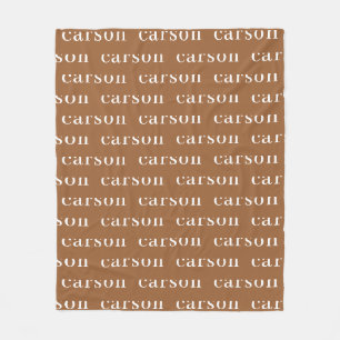 Rust Simple Personalised Repeating Name Fleece Blanket