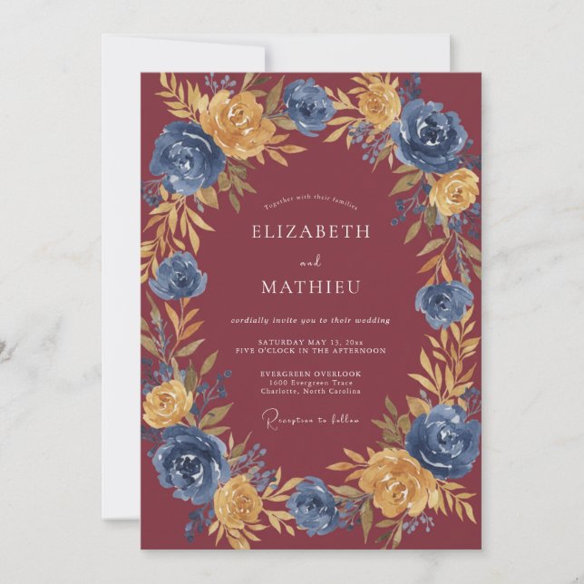 Rust Slate Ranunculus Eucalyptus Wedding Invitation (Front)