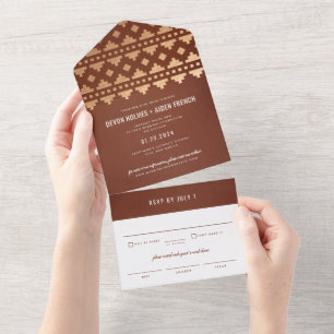 Rust Southwest Gleam Wedding All In One Invitation
